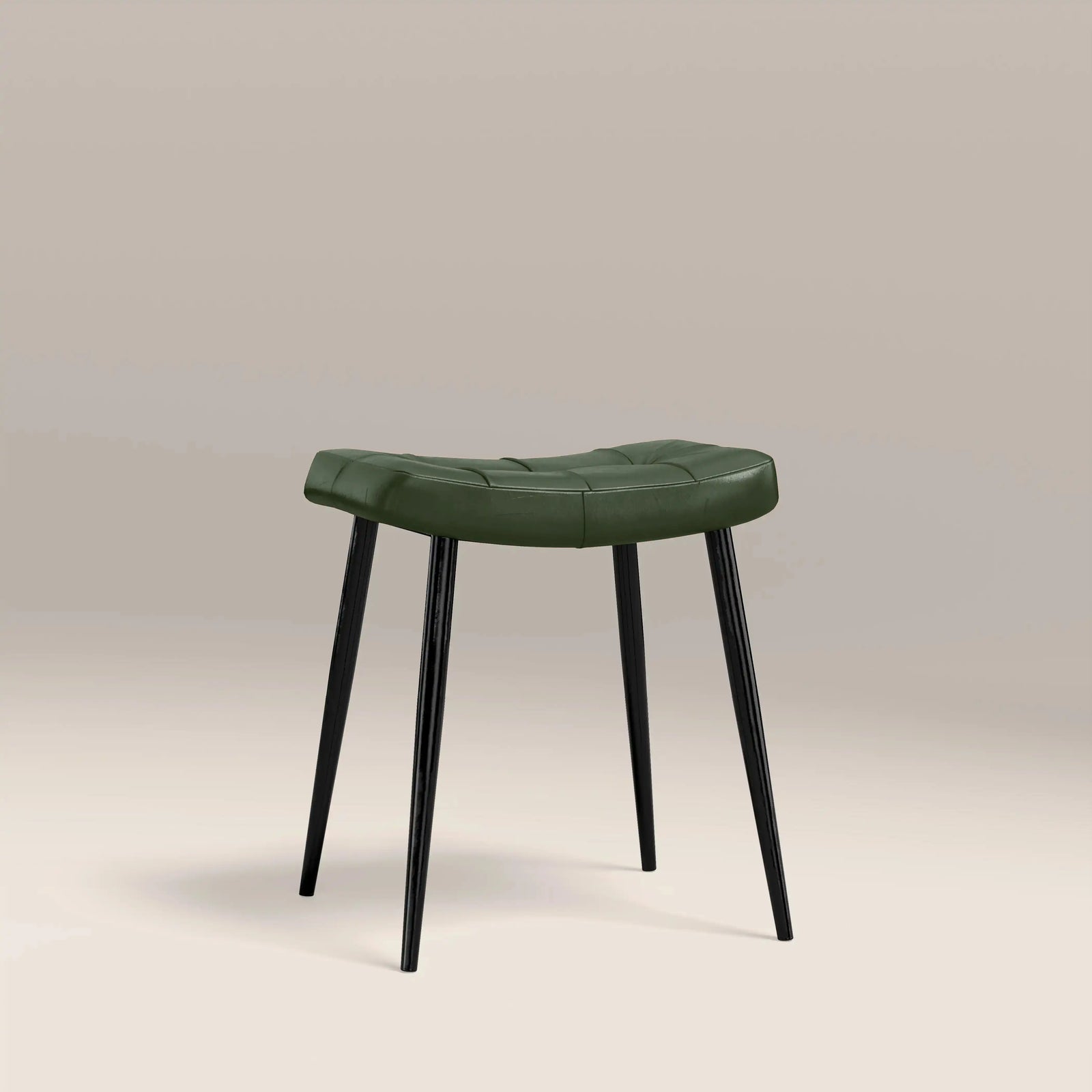 Utah Low Stool | Vintage Green Faux Leather & Black