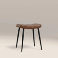 Utah Low Stool | Tan Faux Leather & Black