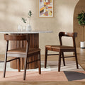 Chiswick Wooden Dining Chair | Vintage Tan Faux Leather & Walnut