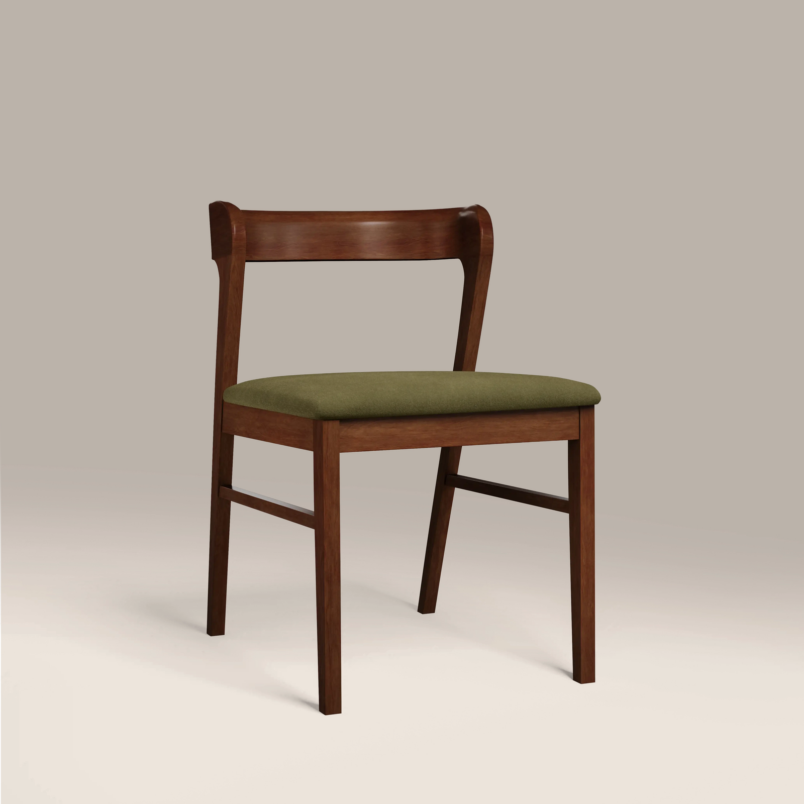 Chiswick Wooden Dining Chair | Moss Green Sustainable Mohair Velvet & Walnut