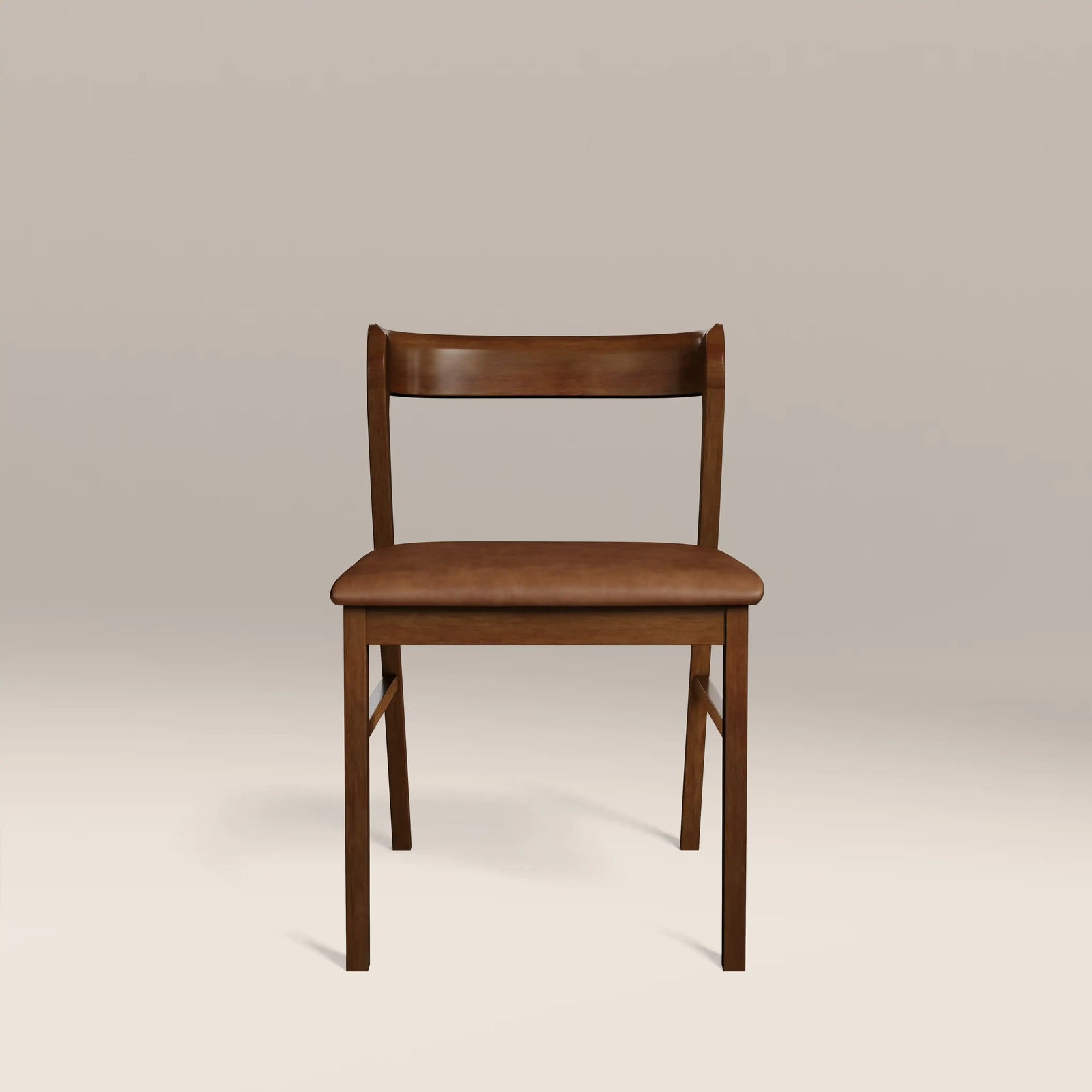 Chiswick Wooden Dining Chair | Vintage Tan Faux Leather & Walnut