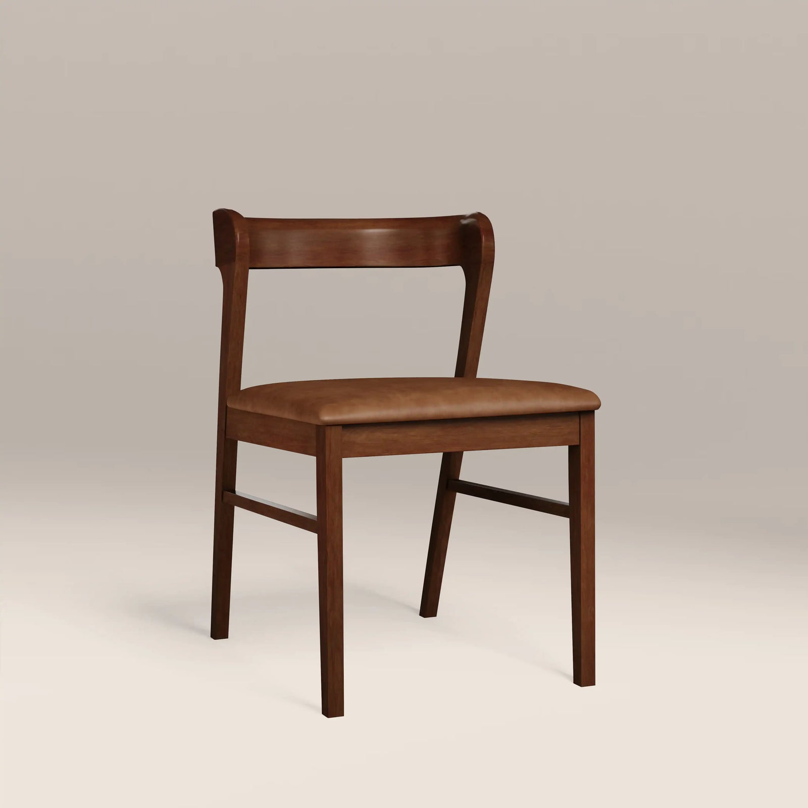 Chiswick Wooden Dining Chair | Vintage Tan Faux Leather & Walnut