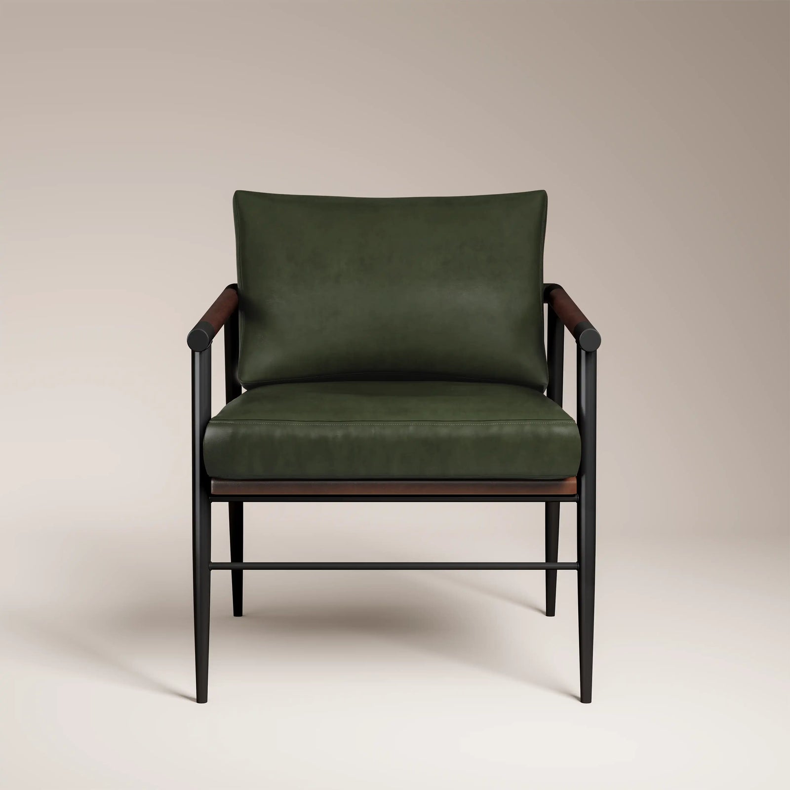 Barbican Armchair | Vintage Green Faux Leather & Black