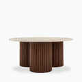 Skylar Round Coffee Table | Travertine & Walnut