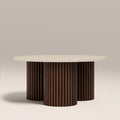 Skylar Round Coffee Table | Travertine & Walnut
