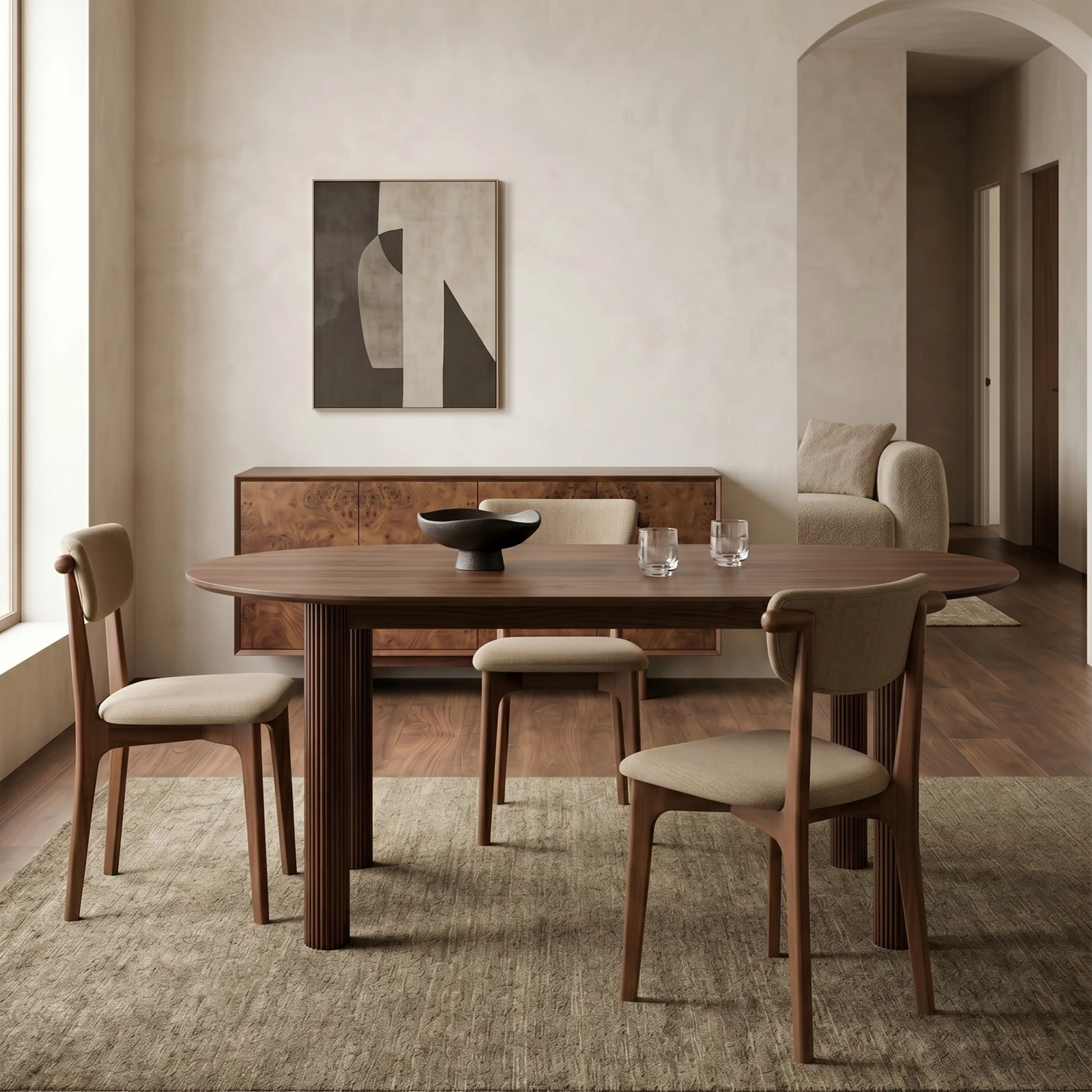 Skylar 6 Seat Oval Wooden Dining Table | Smoked Walnut