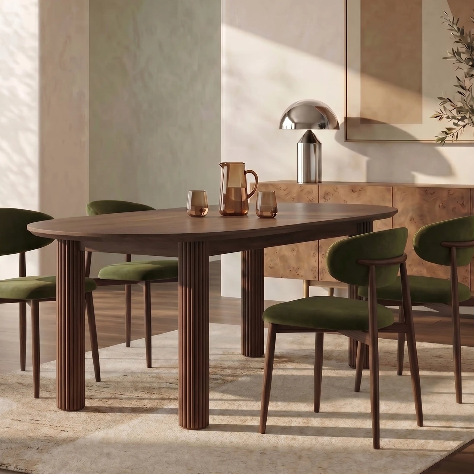 Skylar 6-8 Seat Oval Extendable Wooden Dining Table | Smoked Walnut