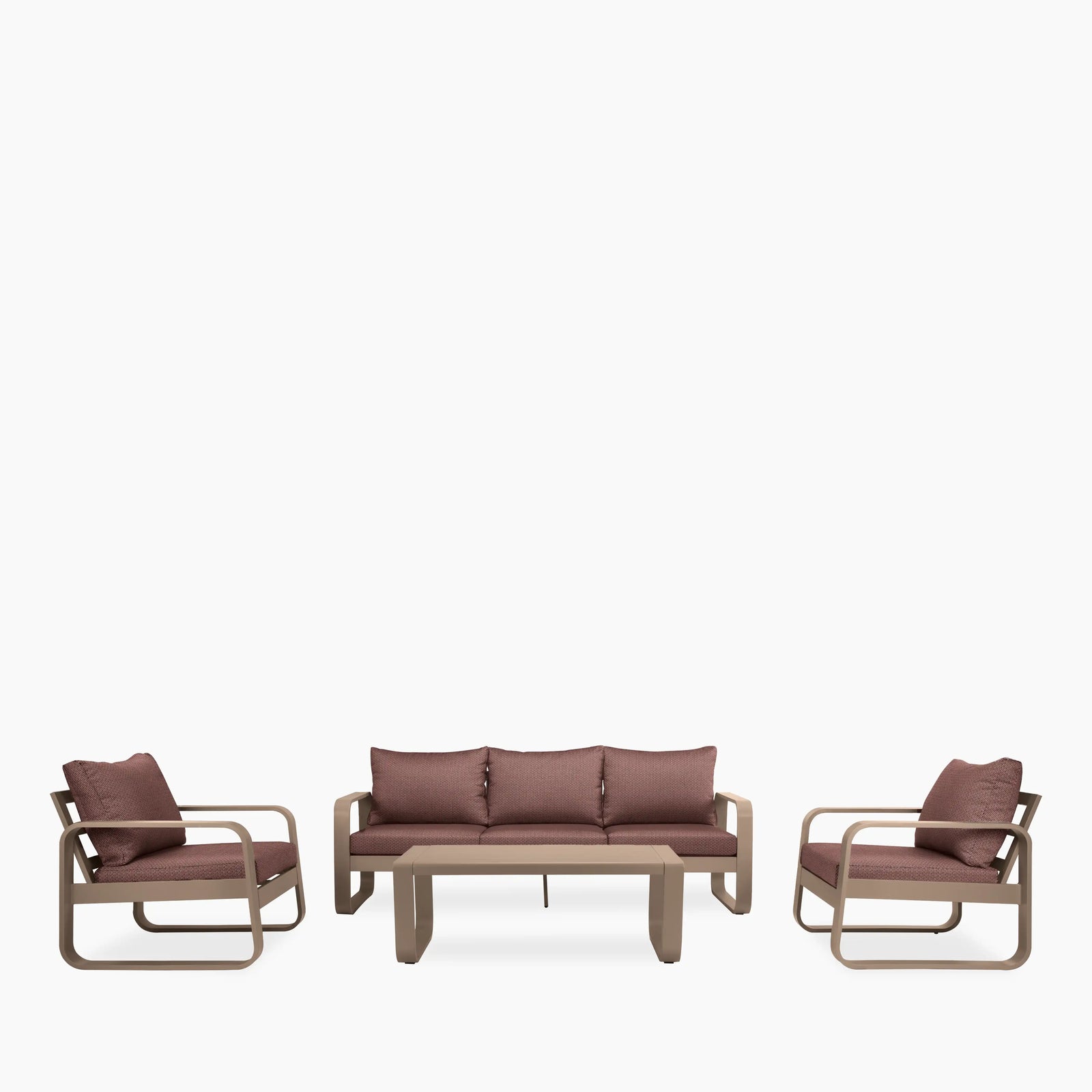Dante Garden Lounge Set | Burgundy Chequeboard & Taupe