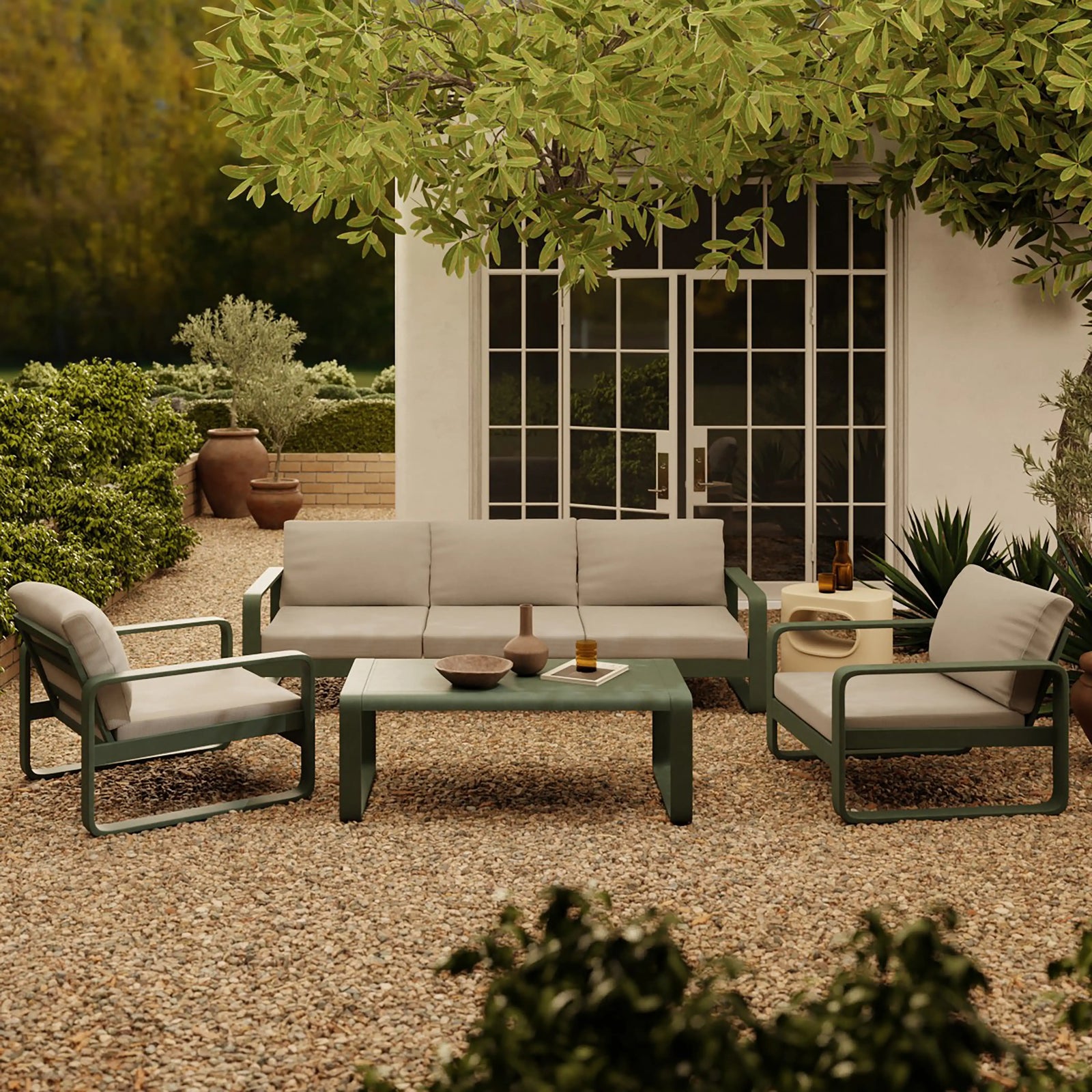 Dante Garden Lounge Set | Cream & Moss Green