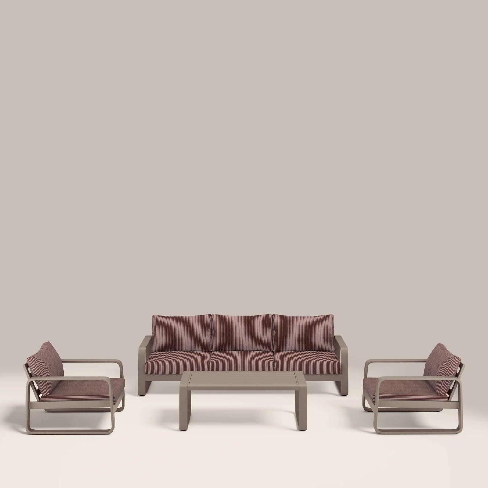 Dante Garden Sofa Set | Rust Red Stripe & Taupe