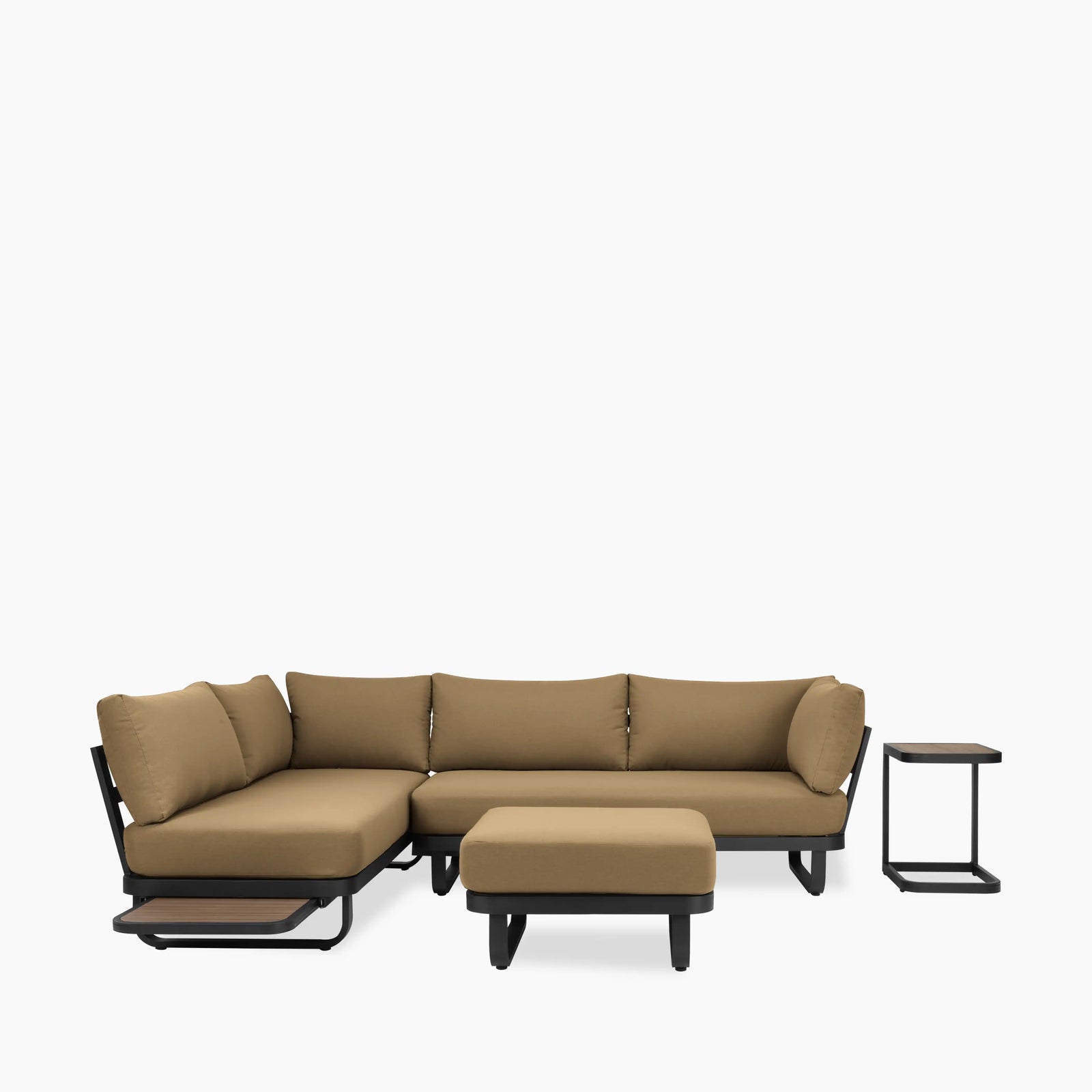 Arco Garden Corner Lounge Set | Beige & Charcoal Black