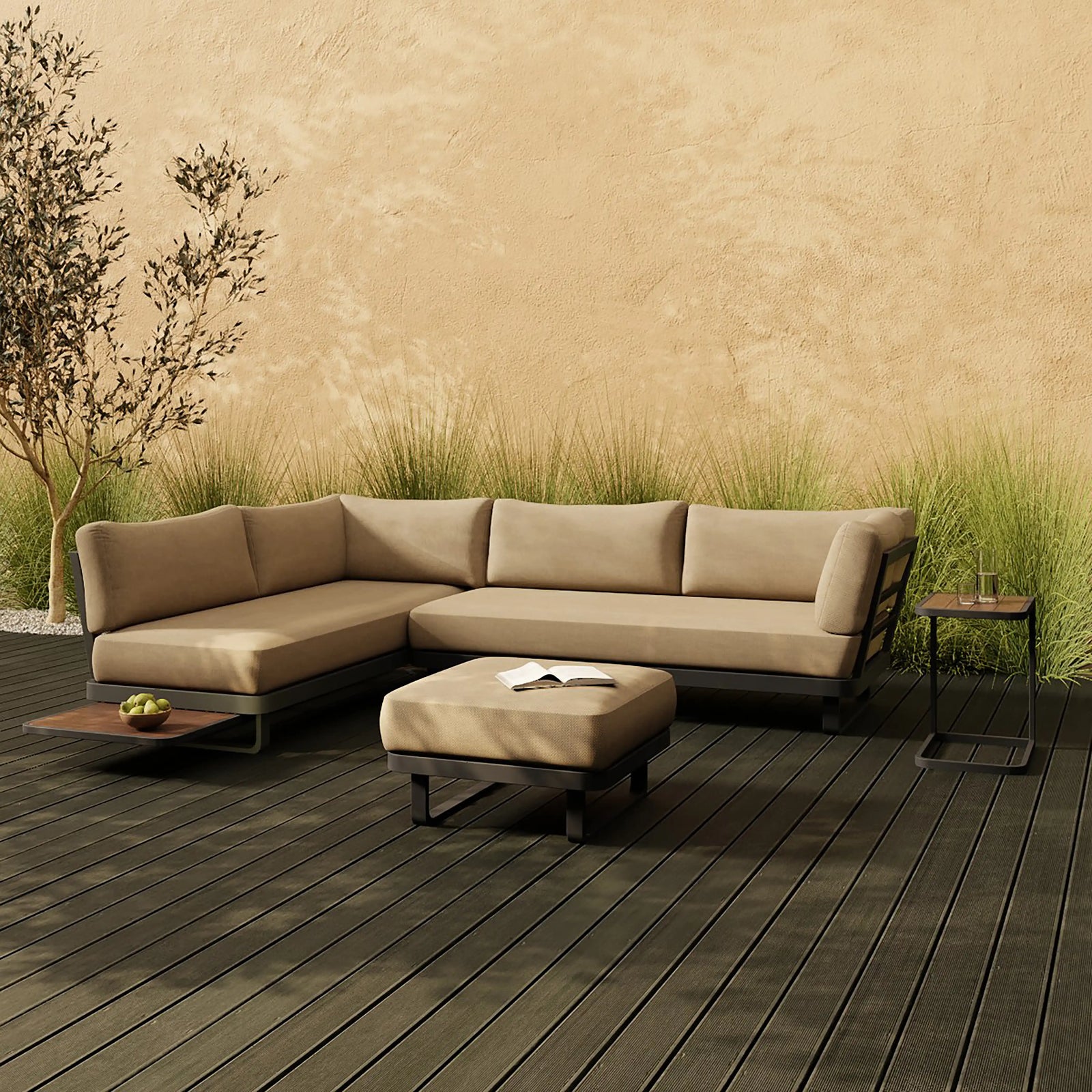 Arco Garden Corner Lounge Set | Cream & Moss Green