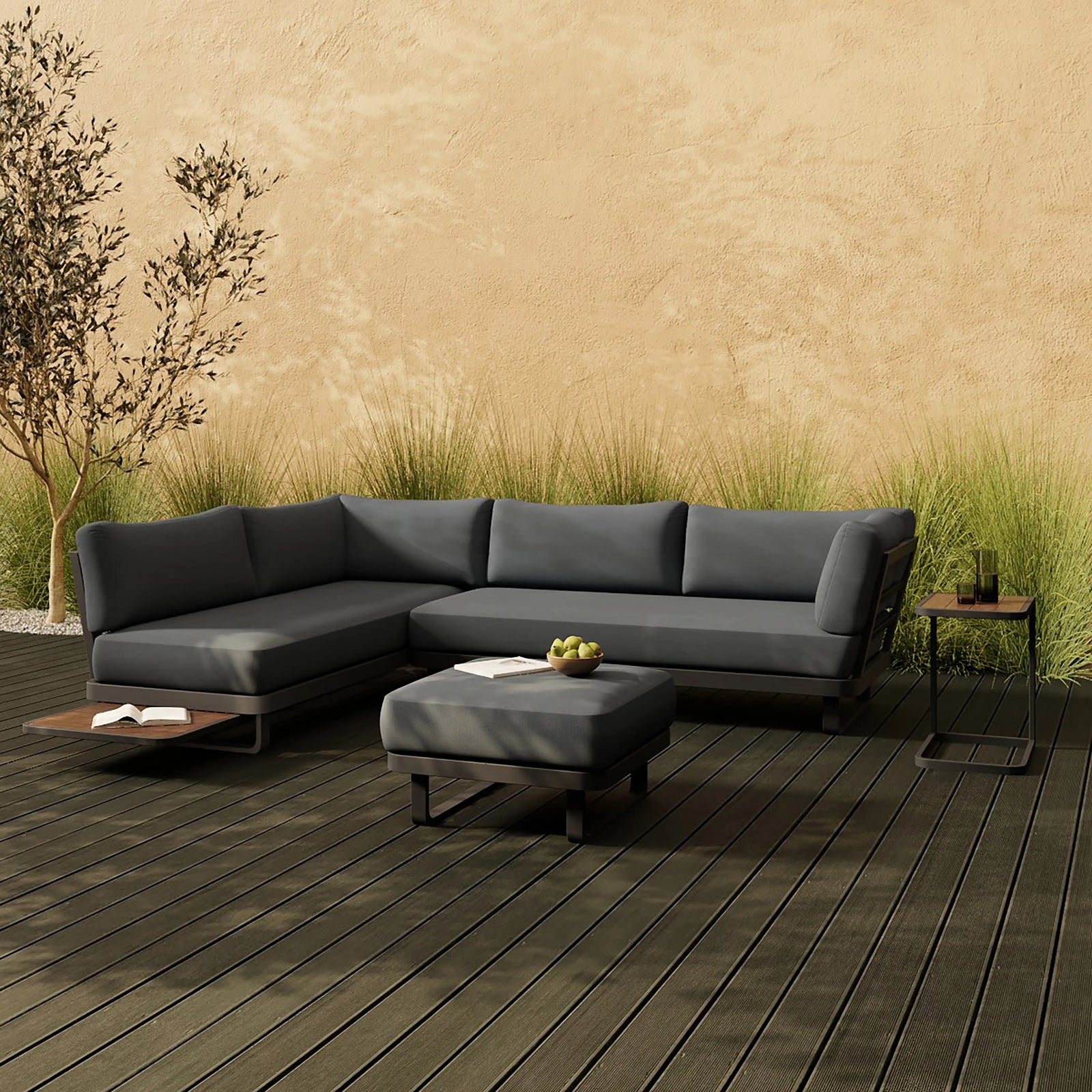 Arco Garden Corner Lounge Set | Charcoal & Charcoal Black