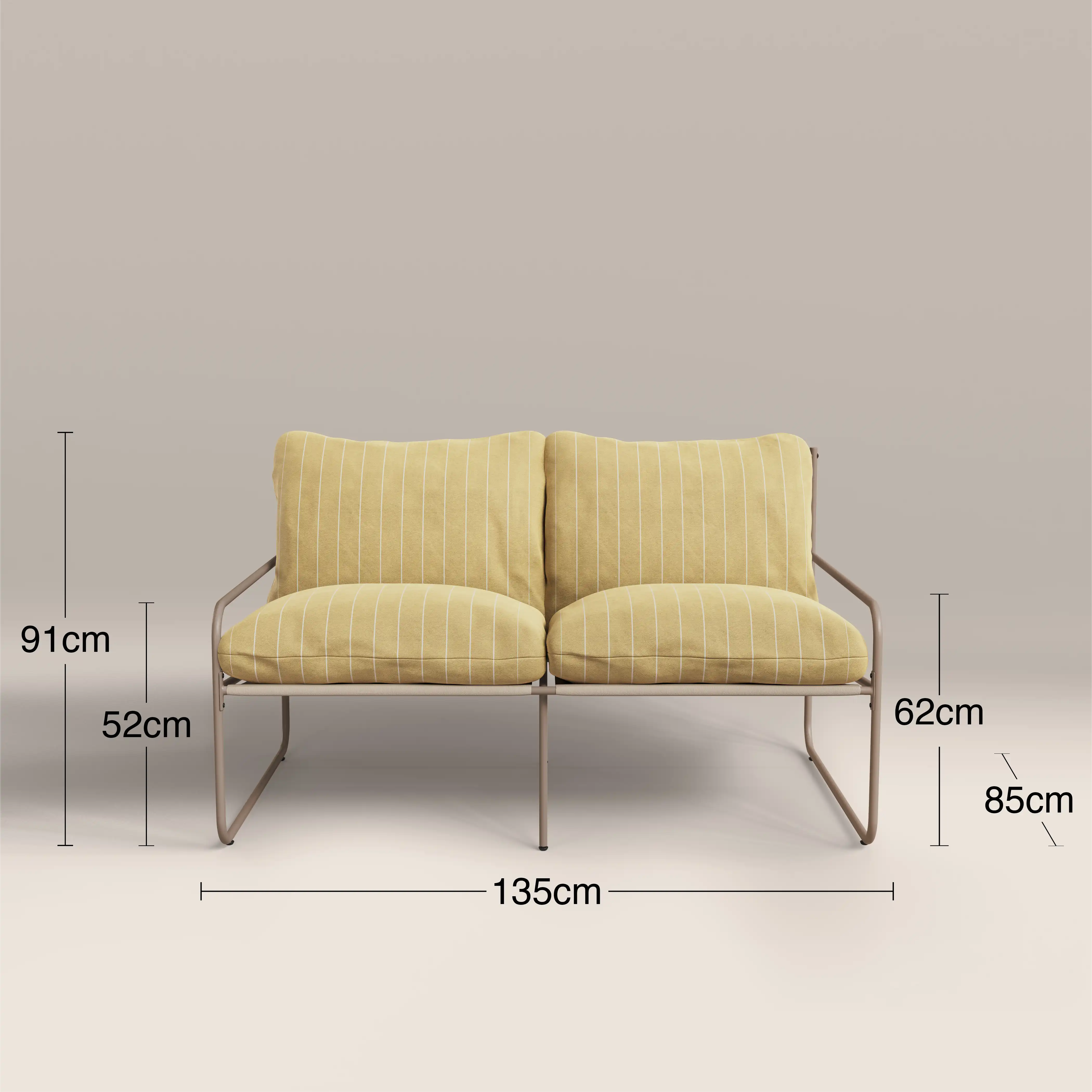 Harris 2 Seater Garden Sofa | Butter Yellow Stripe & Taupe