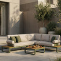 Milo Garden Corner Sofa Set | Natural & Moss Green