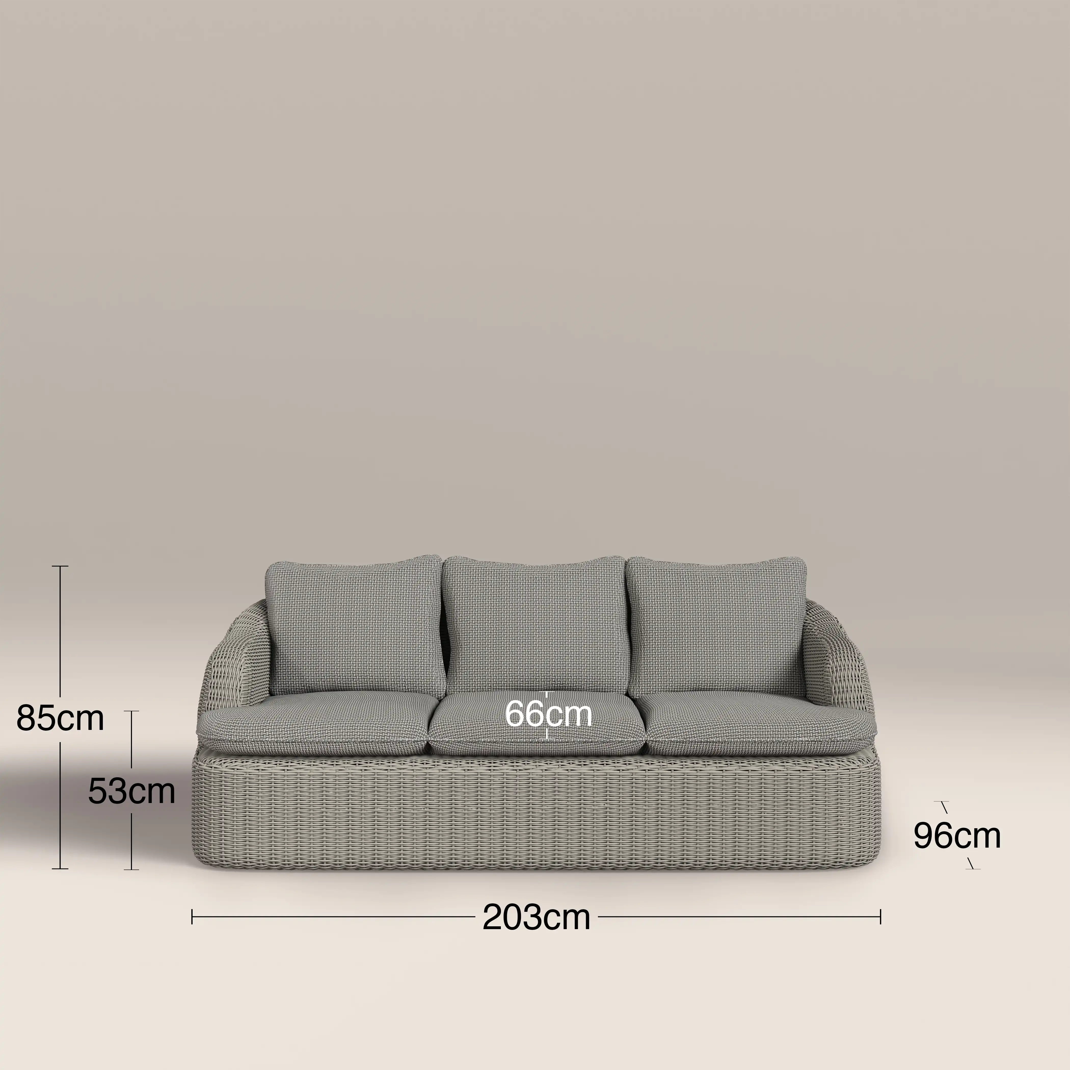 Lucia Garden Sofa Set | Retro Pattern Fabric & Smoked Natural Rattan