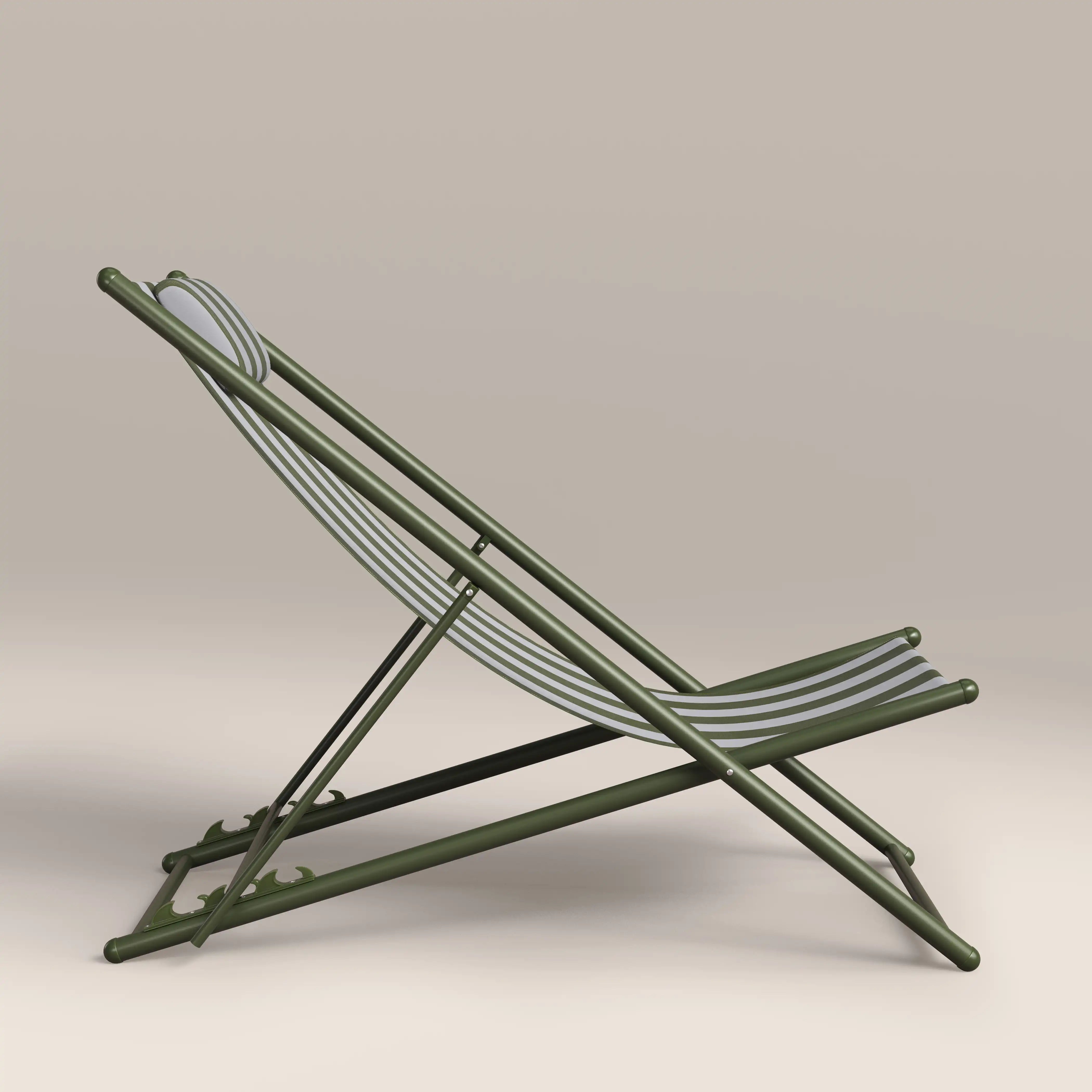 Lua Folding Deck Chair, Moss Green Stripe | Cult Furniture – Cult