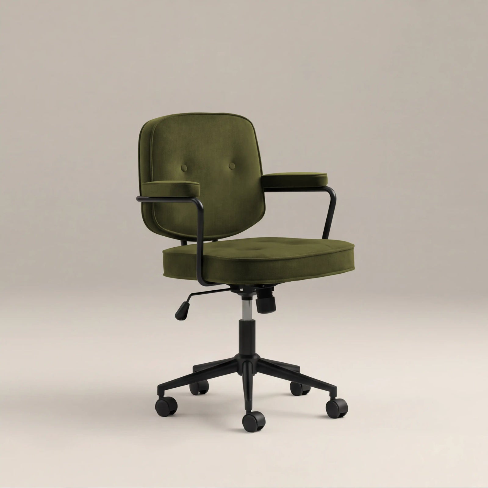 Paige Office Chair | Olive Green Sustainable Velvet & Black