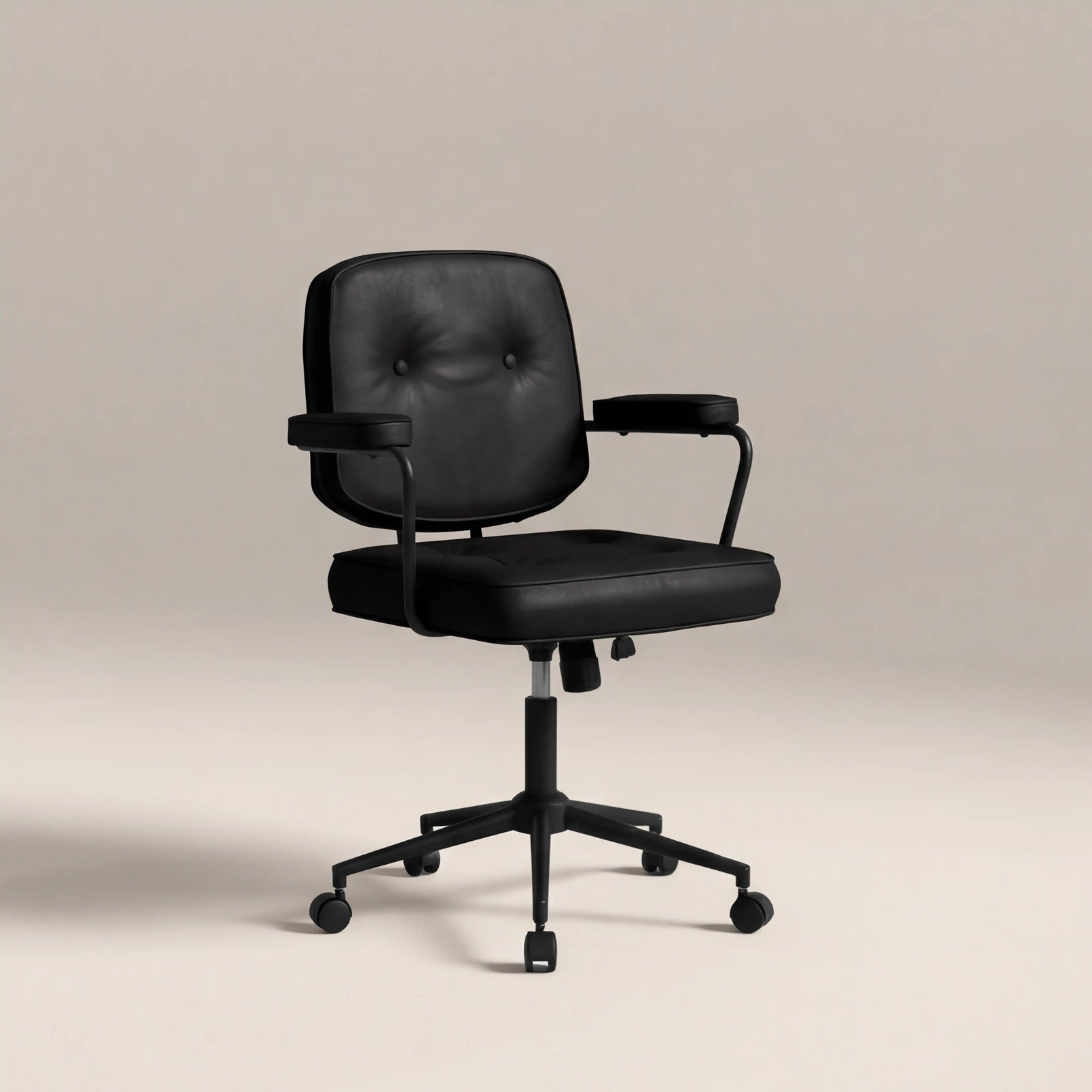 Paige Office Chair | Vintage Black Faux Leather & Black