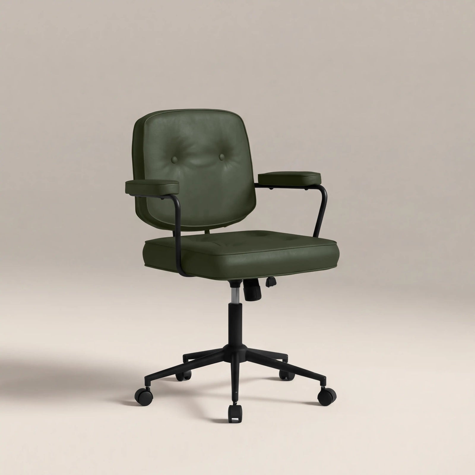 Paige Office Chair | Vintage Green Faux Leather & Black