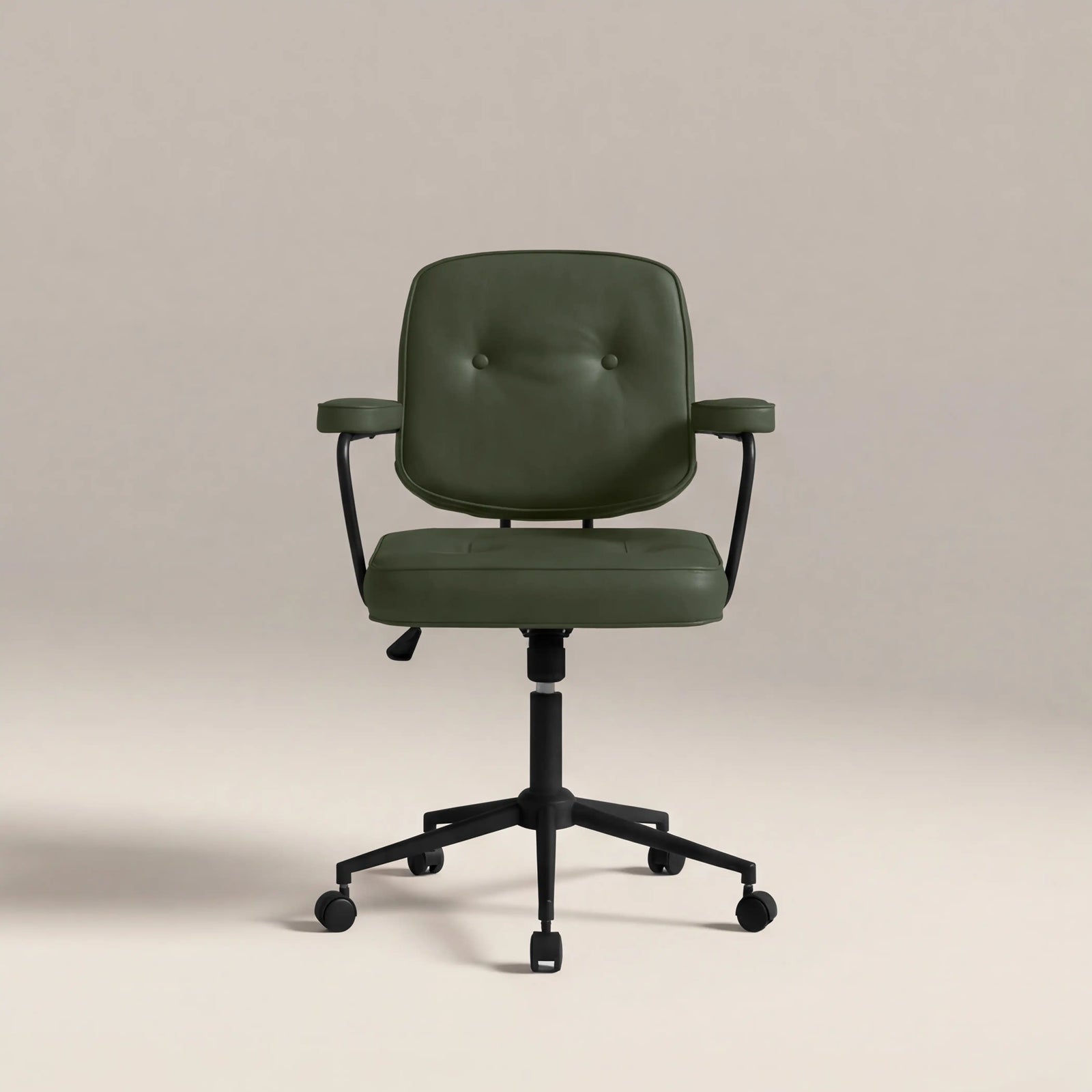 Paige Office Chair | Vintage Green Faux Leather & Black