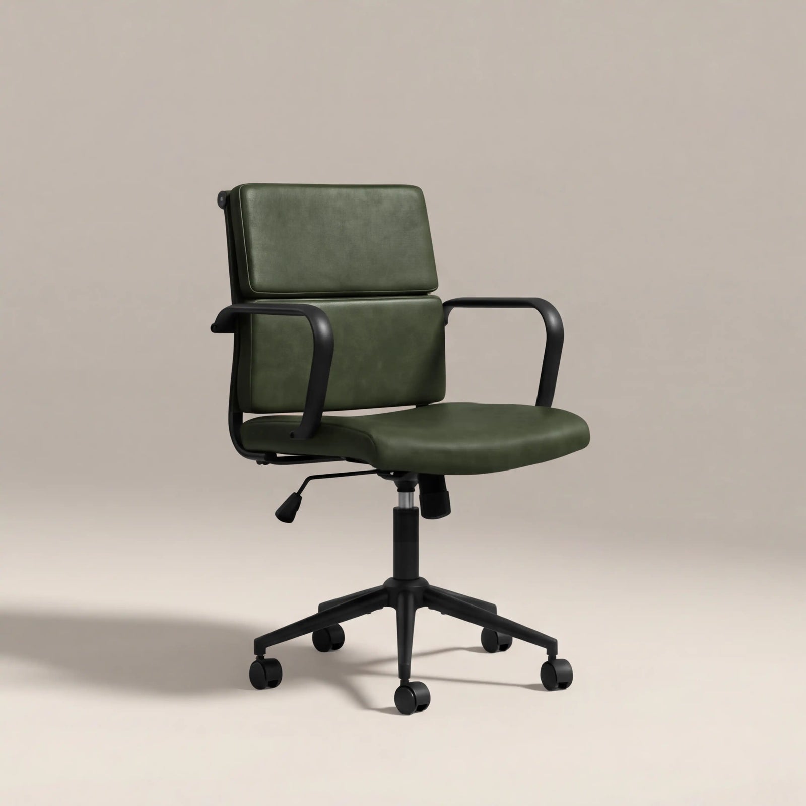 Mae Office Chair | Vintage Green Faux Leather & Black