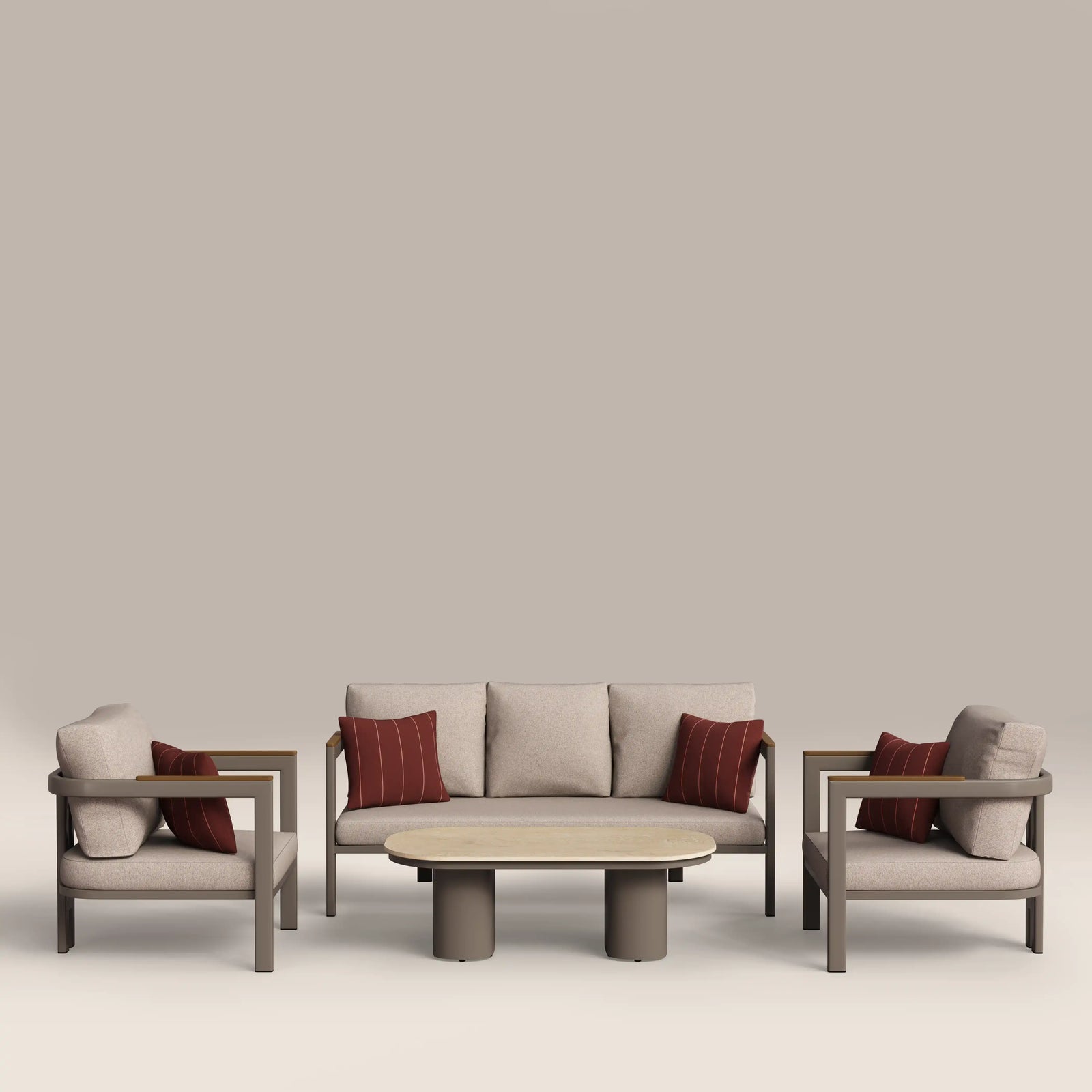 Levan Garden Sofa Set | Natural & Taupe