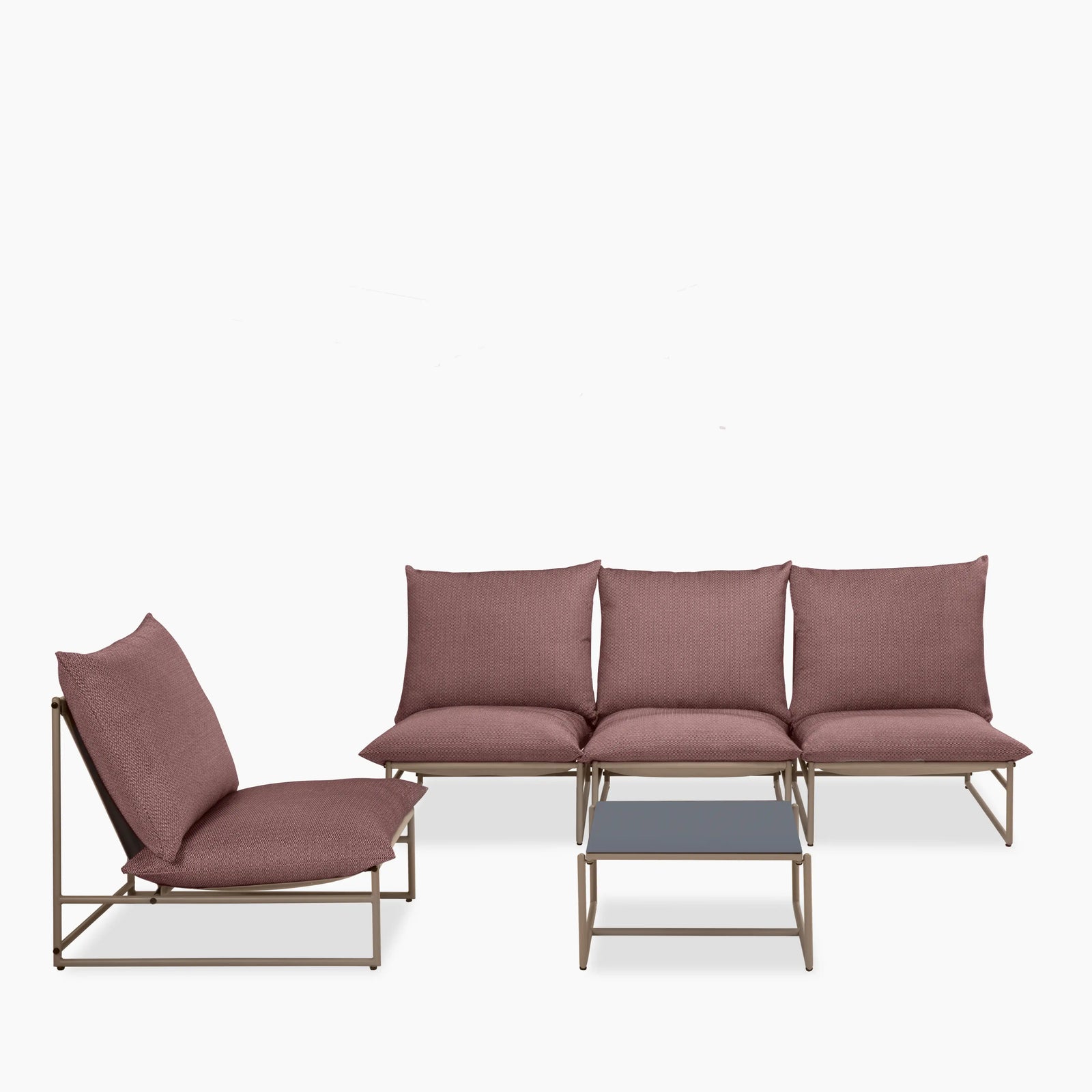Enzo Garden Lounge Set | Burgundy Chequeboard & Taupe