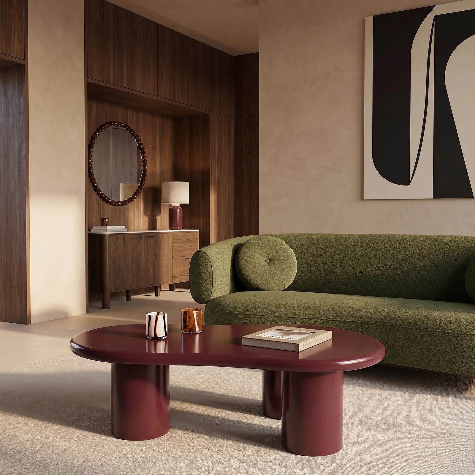 Modica Curved Coffee Table | High Gloss Cherry Red