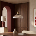 Cianna Dome Pendant Light | Ribbed Glass & Antique Brass