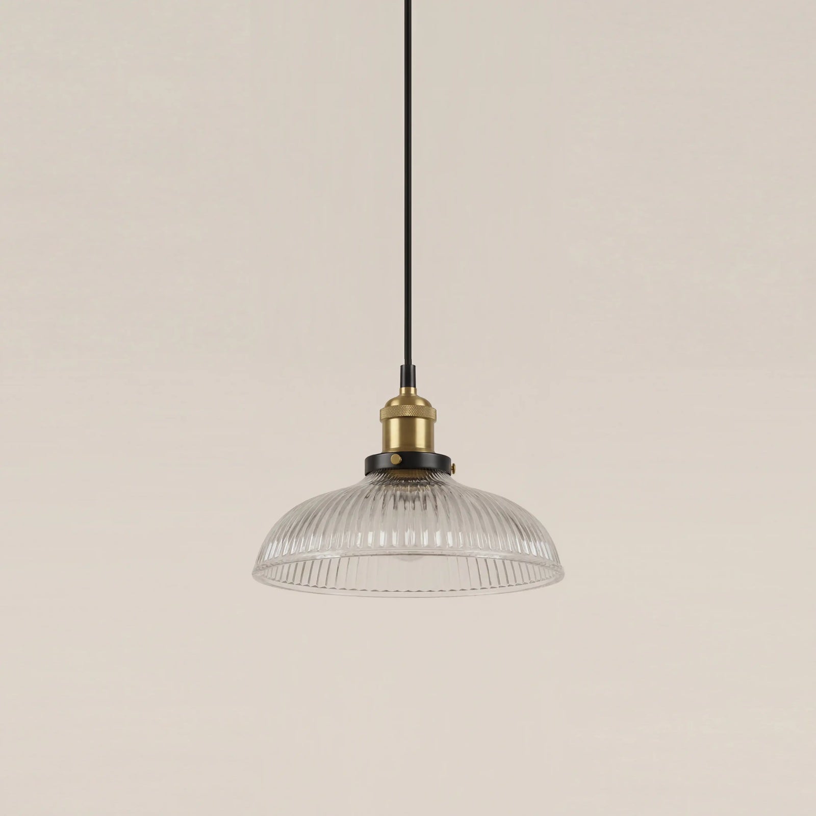 Cianna Ribbed Pendant Light | Ribbed Glass & Brass