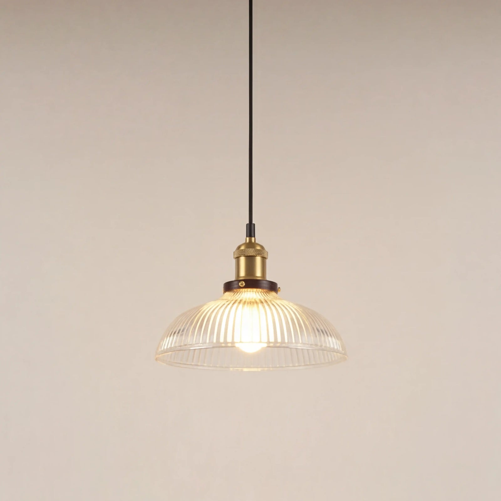 Cianna Ribbed Pendant Light | Ribbed Glass & Brass