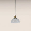 Ezra Bowl Pendant Light | Ribbed Glass & Antique Brass
