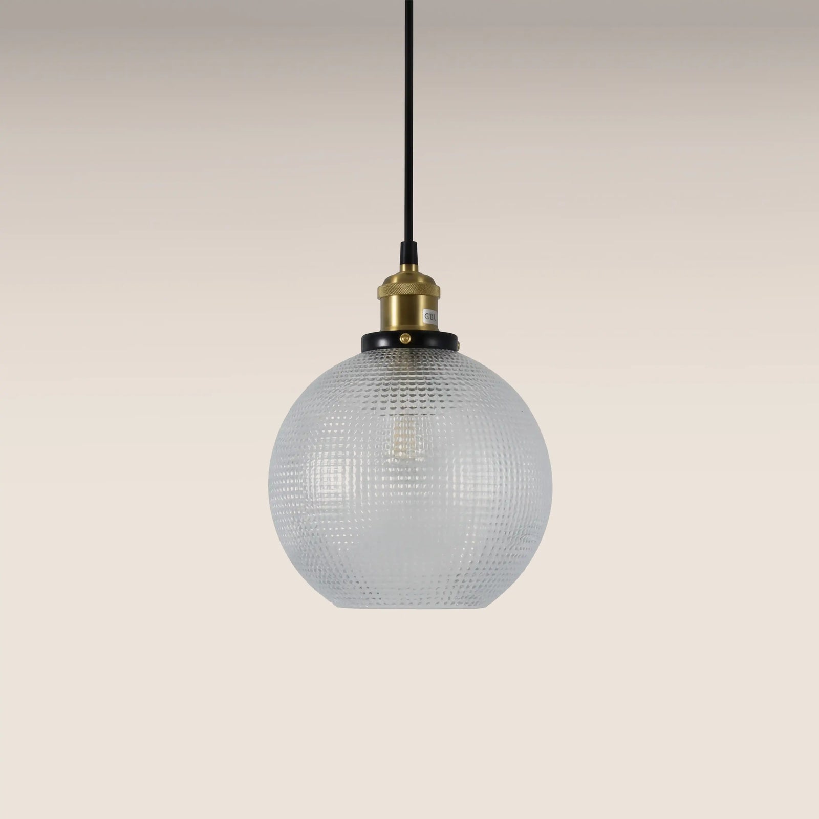 Ezra Globe Pendant Light | Ribbed Glass & Antique Brass