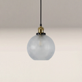 Ezra Globe Pendant Light | Ribbed Glass & Antique Brass