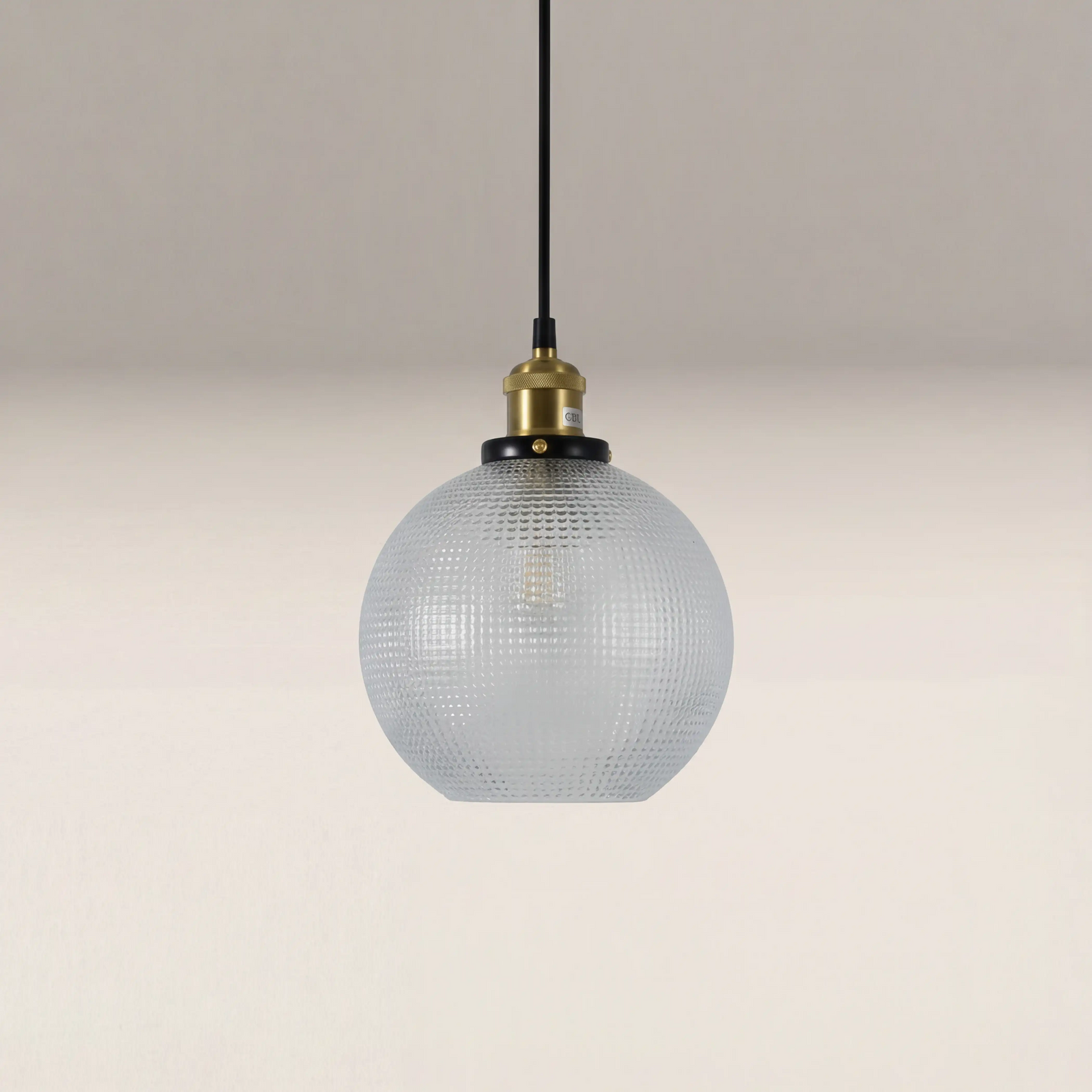 Ezra Globe Pendant Light | Ribbed Glass & Antique Brass