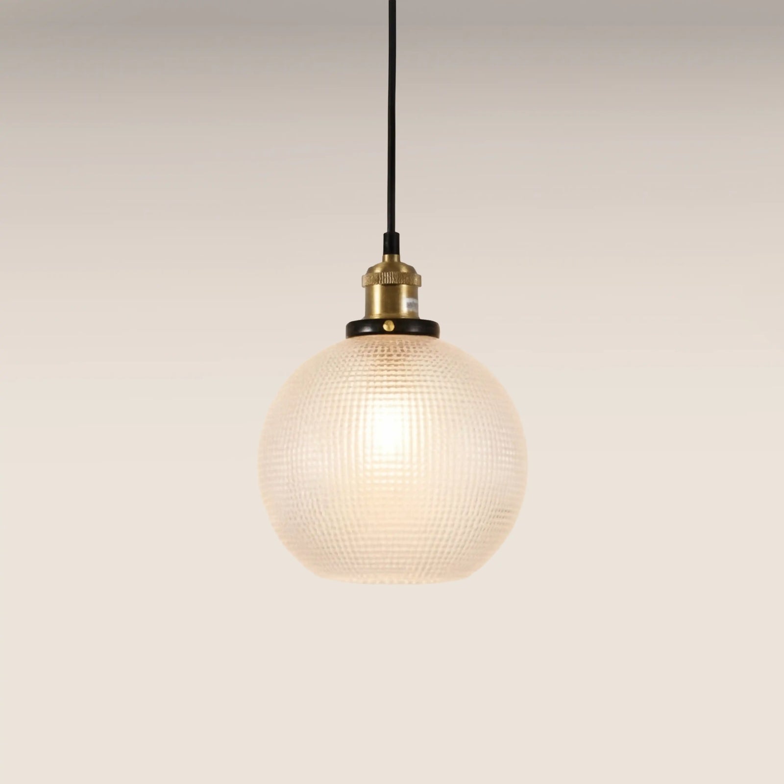 Ezra Globe Pendant Light | Ribbed Glass & Antique Brass