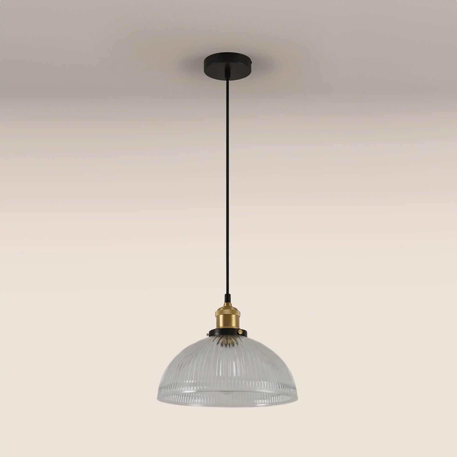 Sierra Ribbed Pendant Light | Ribbed Glass & Antique Brass