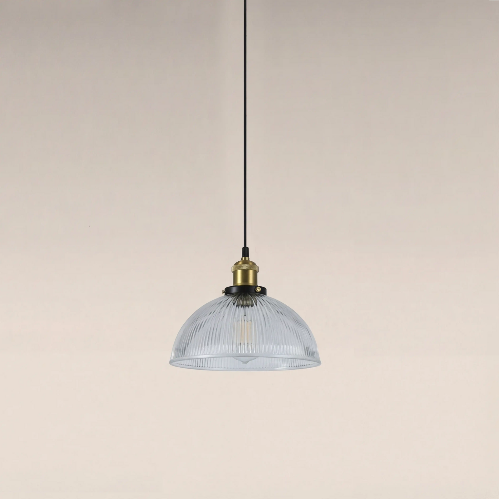 Sierra Ribbed Pendant Light | Ribbed Glass & Antique Brass
