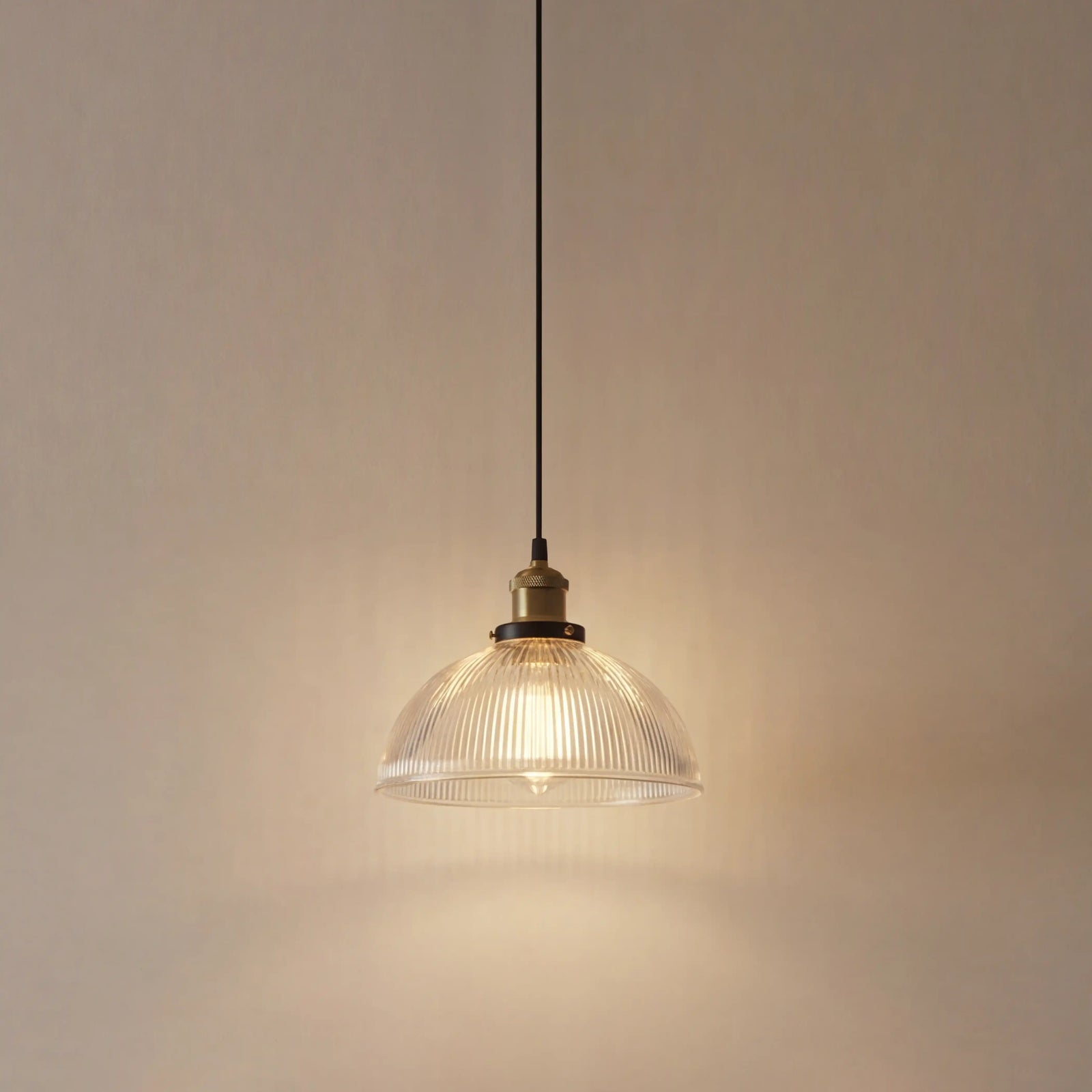 Sierra Ribbed Pendant Light | Ribbed Glass & Antique Brass