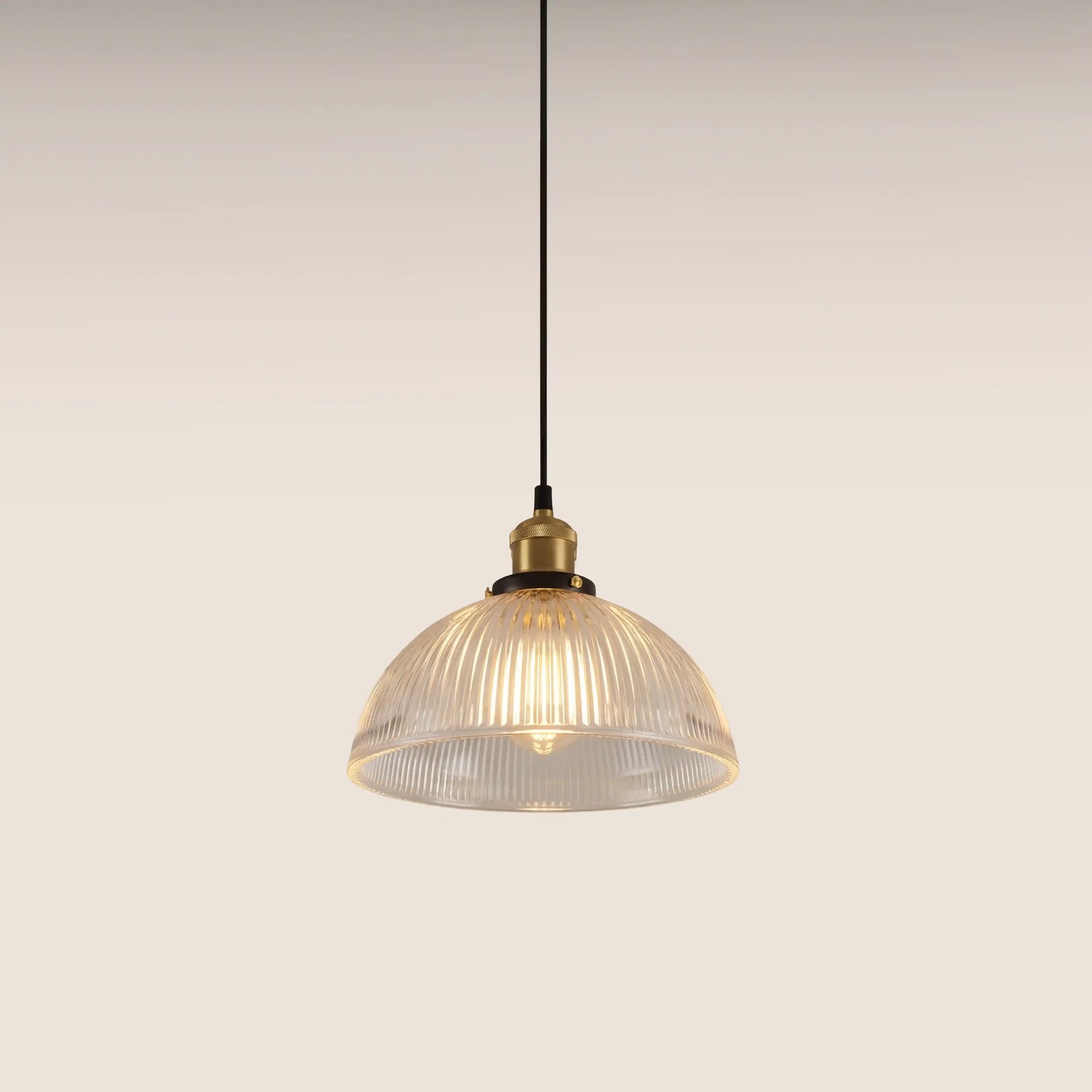 Sierra Ribbed Pendant Light | Ribbed Glass & Antique Brass