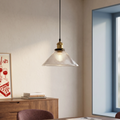 Jude Cone Pendant Light | Ribbed Glass & Antique Brass