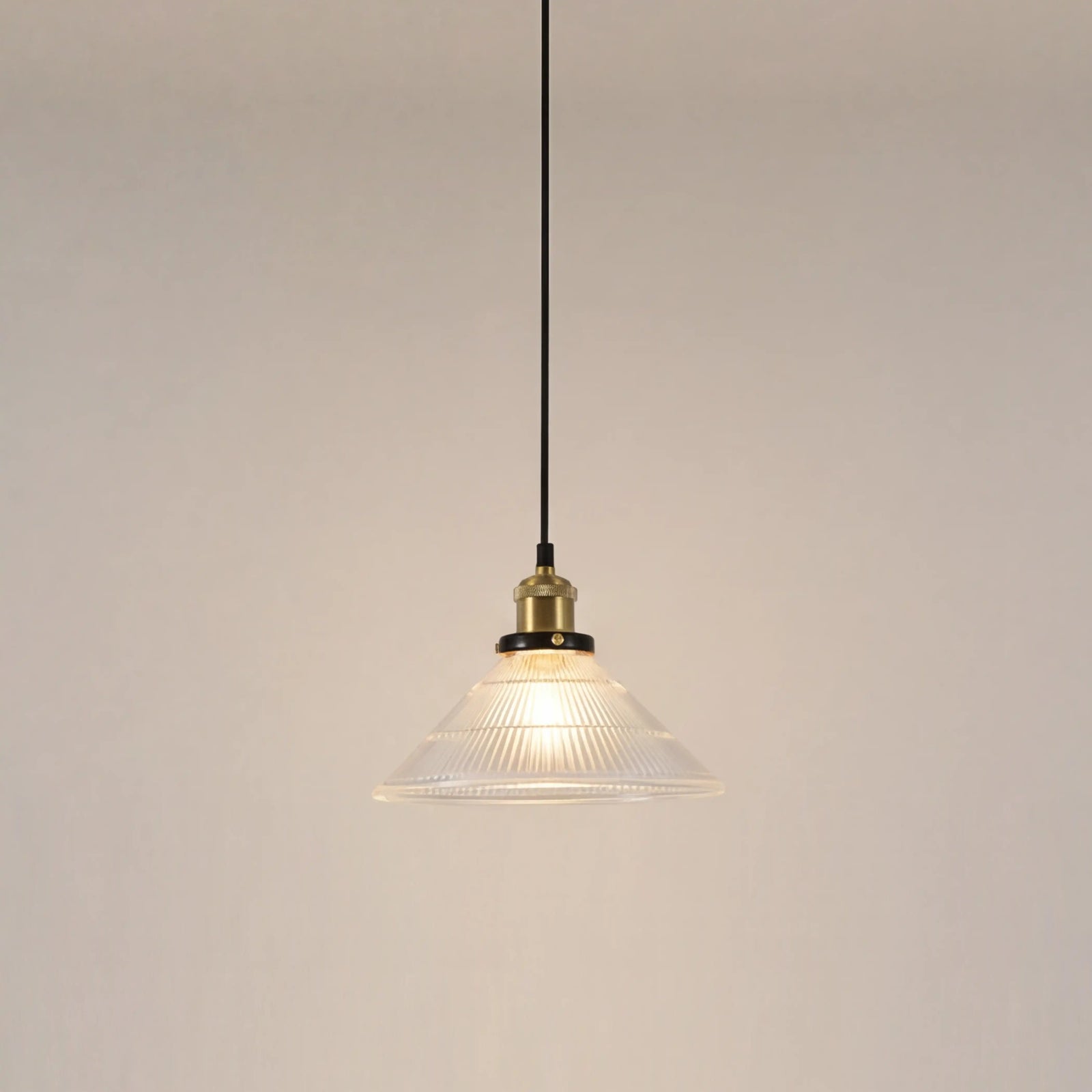 Jude Pendant Light | Ribbed Glass & Antique Brass