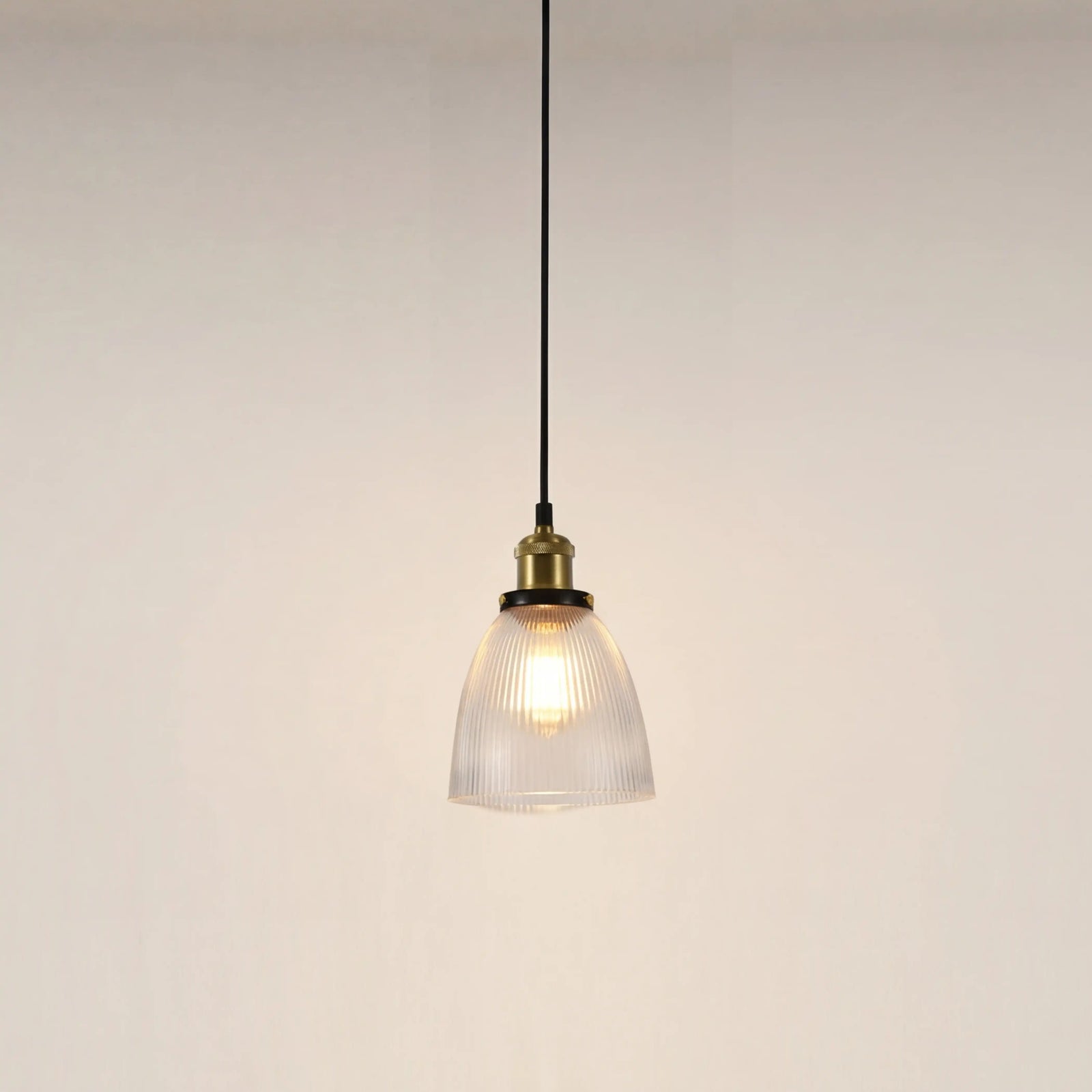 Keaton Pendant Light | Ribbed Glass & Antique Brass