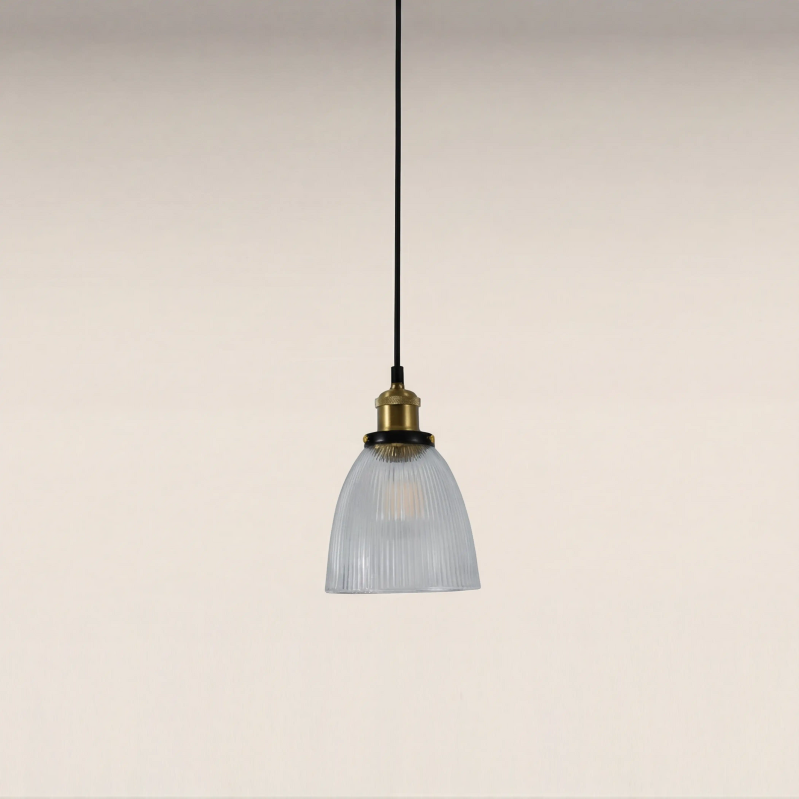 Keaton Pendant Light | Ribbed Glass & Antique Brass