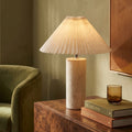 Danika Table Lamp | Natural Linen & Travertine