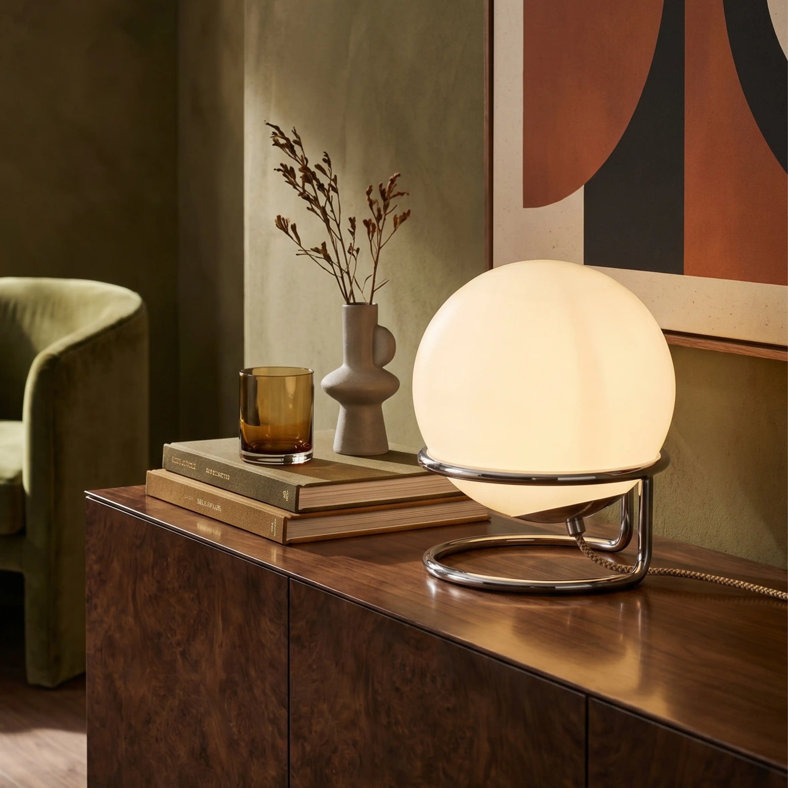 Bodie Table Lamp | White & Chrome