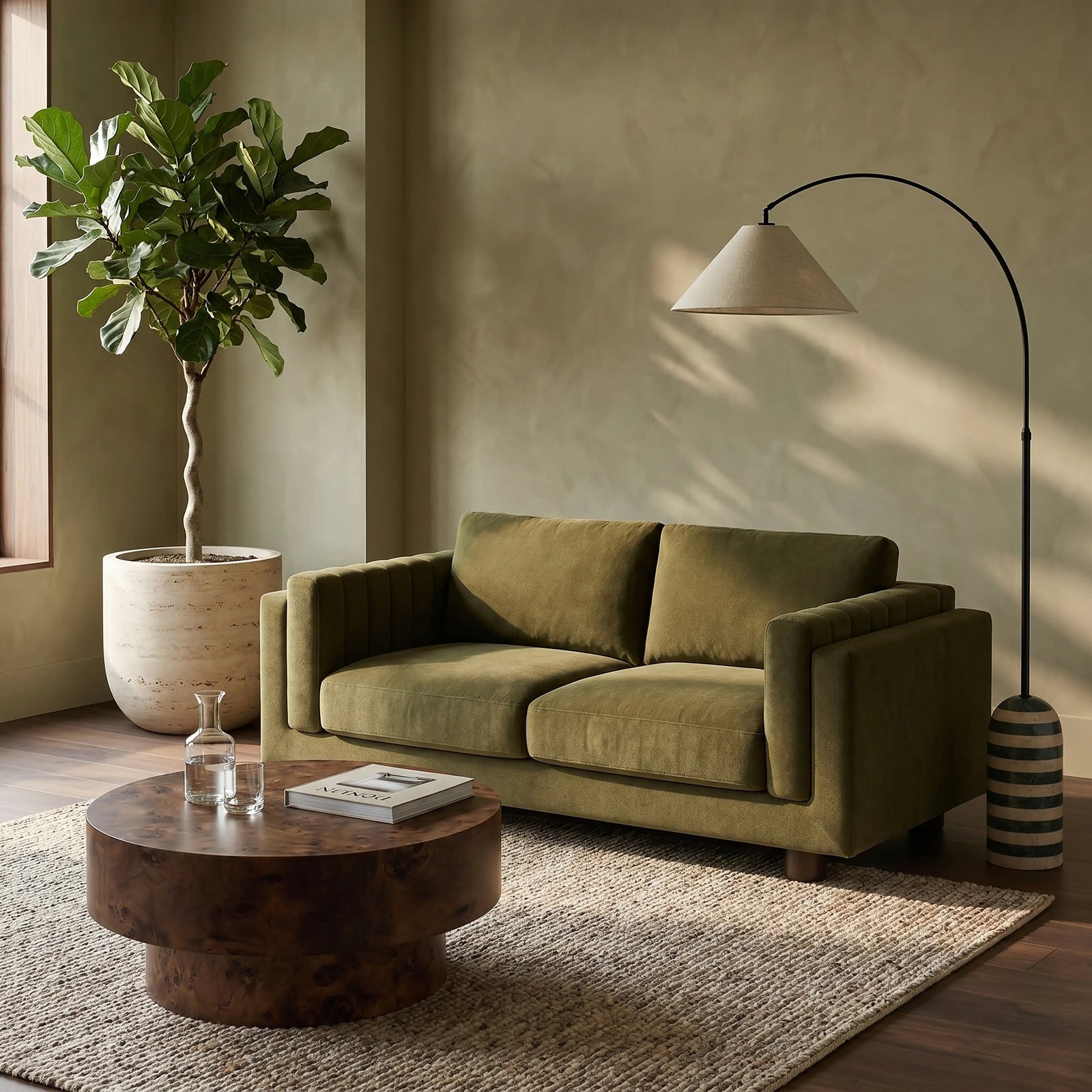 Halton 2 Seater Sofa | Moss Green Sustainable Mohair Velvet