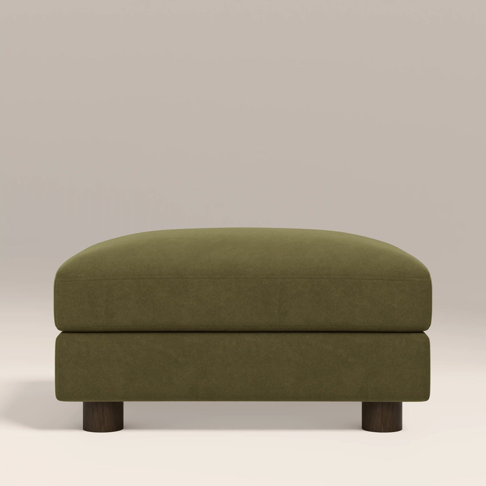 Halton Footstool | Moss Green Sustainable Mohair Velvet