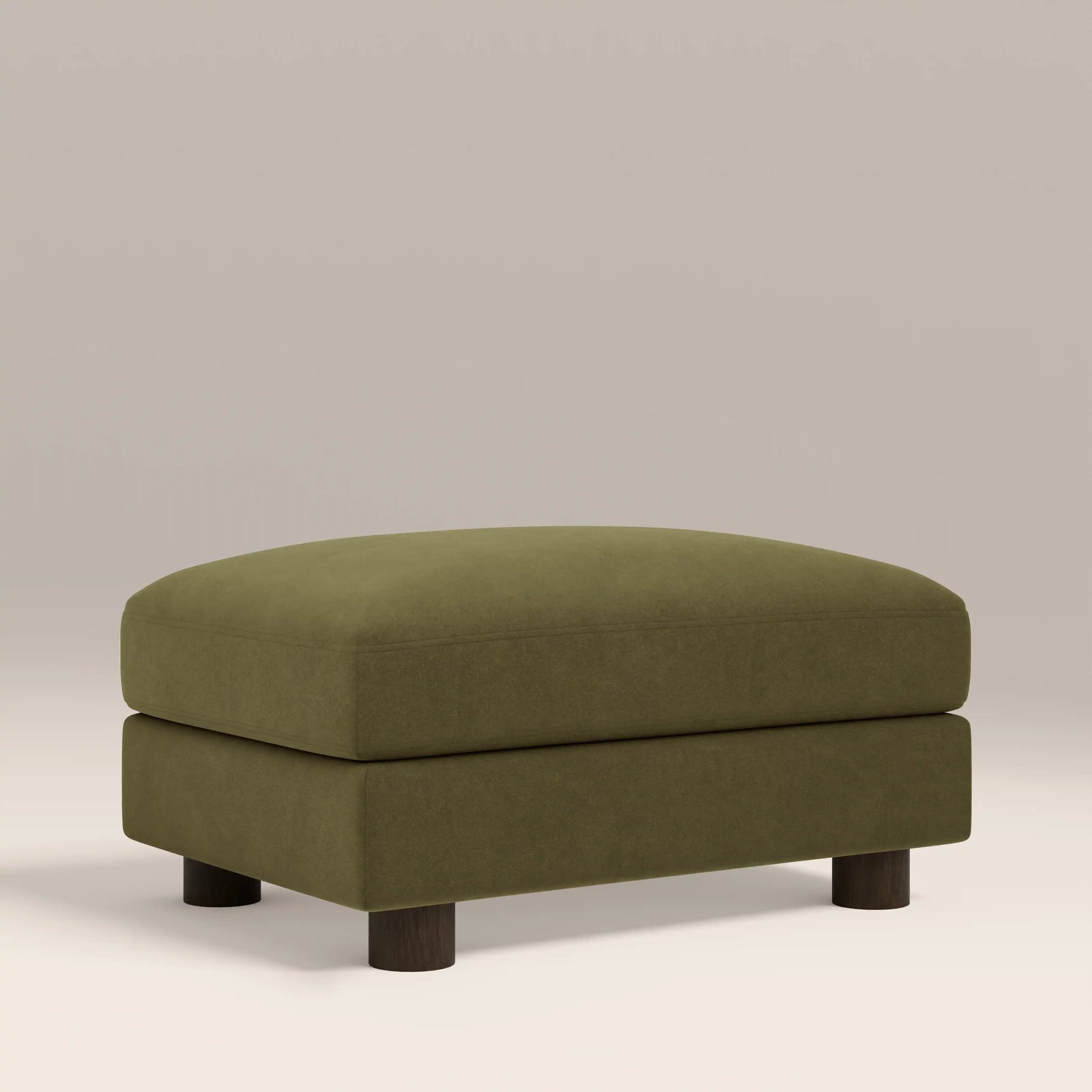 Halton Footstool | Moss Green Sustainable Mohair Velvet
